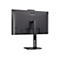 Rückansicht eines schwarzen AOC-Monitors mit Standfuß, der auf weißem Hintergrund steht. Oben mittig ist das AOC-Logo zu sehen, darunter Anschlüsse.