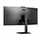 Rückansicht eines schwarzen AOC-Monitors auf einem Standfuß vor weißem Hintergrund.
