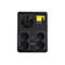 Schwarze USV-Rückseite mit Steckdosen, Lüfter, Circuit Breaker und Batterieverbindung.