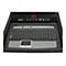 APC Rack-Konsole mit schwarzer Tastatur, Touchpad und Bedienfeld unter dem Monitor.