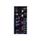 Nahaufnahme eines Server-Racks mit verkabelten Stromverteilereinheiten und zahlreichen blauen und roten Stromkabeln.