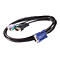 Kabel mit VGA-Stecker, PS/2-Anschlüssen und Audio-Klinke auf schwarzem Hintergrund.