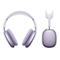 Casque et étui lilas clair. Bandeau blanc et oreillettes.