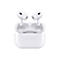 Weiße Apple AirPods Pro Kopfhörer in geöffneter Ladeschale. Auf den Hörern sind "L" und "R" zu sehen. Die Schale hat eine grüne LED.