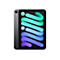 Dunkelgraues iPad Mini mit schwarzem Rand. Das Display zeigt ein farbenfrohes, abstraktes Muster. Auf der RÃ¼ckseite befindet sich eine Kamera.