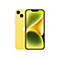 Gelbes Smartphone mit zwei Kameras, abgerundeten Ecken und großem Display, vor weißem Hintergrund.