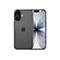 Dunkelgraues Smartphone mit zwei Kameras, Apple-Logo und floralem Bildschirmhintergrund.