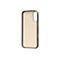 Coque de téléphone beige clair avec un cadre foncé. Un motif magnétique circulaire est visible au dos.