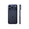 Dunkelblaues Smartphone von hinten und von der Seite mit Triple-Kamera-System und Apple-Logo.