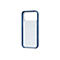Coque de téléphone transparente bleue avec coins arrondis, sur fond blanc.