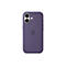 Coque d'iPhone violette. Logo Apple, module caméra, surface lisse, coins arrondis.