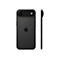Schwarzes Apple iPhone mit Kamera-Modul und Apple-Logo vor weißem Hintergrund, Vorder- und Seitenansicht.