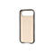 Coque de téléphone marron clair avec des bords gris, un fond blanc et un marquage circulaire.