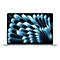 Ein graues Laptop-Gerät, mit einem Display, das ein blaues, geschwungenes Muster zeigt.