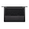 Draufsicht auf ein schwarzes MacBook, Tastatur und Trackpad sind deutlich zu sehen.