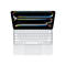 Hellgraues Macbook-Keyboard mit geöffnetem Display. Das Display zeigt ein abstraktes, farbenfrohes Muster.