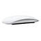 Weiße Apple Magic Mouse in Seitenansicht vor weißem Hintergrund.