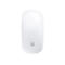 Weiße, flache Apple Magic Mouse in der Draufsicht auf weißem Hintergrund.