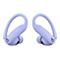 Deux écouteurs de sport violets avec des cerceaux qui se tiennent derrière les oreilles.