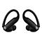 Zwei schwarze Ohrhörer mit Ohrbügeln und weißem 'b'-Logo.