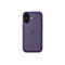 Violette Smartphonehülle mit Kameraausschnitt und Apple Logo auf weißem Hintergrund.