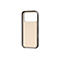 Hellbeige Handyhülle für ein Smartphone, mit dunklem Rahmen. Auf der Rückseite ist ein Kreis angedeutet.