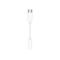 Adaptateur blanc USB-C vers prise casque 3,5 mm sur fond blanc.