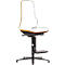 Arbeitsstuhl bimos NEON, Permanentkontakt, Grundmodell ohne Polsterelement, Gleiter + Aufstieg, Flexband orange