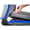 Arbeitsstuhl bimos NEON, Permanentkontakt, Grundmodell ohne Polsterelement, mit Gleitern, Flexband blau