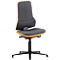 Arbeitsstuhl bimos NEON, Permanentkontakt, Grundmodell ohne Polsterelement, mit Gleitern, Flexband orange