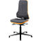 Arbeitsstuhl bimos NEON, Synchronmechanik, Grundmodell ohne Polsterelement, mit Gleitern, Flexband orange