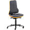 Arbeitsstuhl bimos NEON, Synchronmechanik, Grundmodell ohne Polsterelement, mit Rollen, Flexband orange
