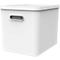 Archivbox Rotho My Paper, stapelbar, bis 23 kg, 10 Hängemappen, abnehmbarer Deckel, Grifflöcher, L 370 x B 290 x H 295 mm, Recycling-Kunststoff, weiss