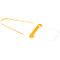 Three yellow object parts: a U-shaped bracket, an elongated element, and a rectangular frame.