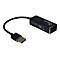 Schwarzer USB-zu-Ethernet-Adapter mit RJ45-Anschluss. Aufschrift ARGUS und CE-Zeichen.