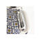 Detailansicht eines Wasserkochers mit blau-gelbem Ornamentmuster und Wasserstandsanzeige.