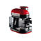 Ariete Espressomaschine in Rot und Schwarz mit seitlichem Wassertank und Siebträger auf weißem Hintergrund.