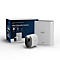 Arlo Ultra 3 Sicherheitskamera-Set: Kamera, Basisstation und Verpackung.
