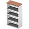 ARLON OFFICE boekenkast, 4 OH, 3 verstelbare legborden, B 900 x D 450 x H 1600 mm, notendecor/wit