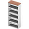 ARLON OFFICE boekenkast, 5 OH, 3 verstelbare legborden, B 900 x D 450 x H 2000 mm, notendecor/wit