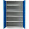 Armario de acero con puertas batientes, ancho 1200 x fondo 420 x alto 1950 mm, gris claro 7035/azul genciana 5010