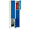 Armario de casilleros para objetos de valor 300 mm, 2 compartimentos, 6 compartimentos, cerradura de cilindro de seguridad, pie, azul genciana