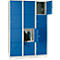 Armario de casilleros para objetos de valor 400 mm, 3 compartimentos, 12 compartimentos, cerradura de cilindro de seguridad, zócalo, azul genciana