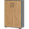 Armario de doble puerta Profi 2.0, madera, 3 compartimentos en HC, ancho 800 x fondo 400 x alto 1230 mm, roble Grandson/grafito