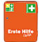 Armario de emergencia metálico HEIDELBERG, ancho 302 x fondo 140 x alto 362 mm, con contenido según DIN 13157, naranja