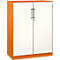 Armario de puertas batientes ASISTO C 3000, 3 alturas de archivo, An 1000 mm, naranja/blanco