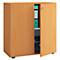 Armario de puertas batientes, de madera, 2 AA, pomos, estante ajustable en altura, An 700 x P 400 x Al 740 mm, haya