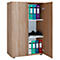Armario de puertas batientes, de madera, 3 AA, pomos, estantes ajustables en altura, An 700 x P 400 x Al 1050 mm, roble Sonoma
