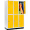 Armario de ropa Schäfer Shop Select, con 3 x 2 compartimentos, 400 mm, con base, cerradura de cilindro, puerta de colza amarilla