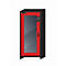 Armario de seguridad tipo 30 asecos Q-DISPLAY-30, puerta batiente con ventanilla acristalada, bisagra a la izquierda, frontal rojo tráfico, An 864 x P 620 x Al 1947 mm